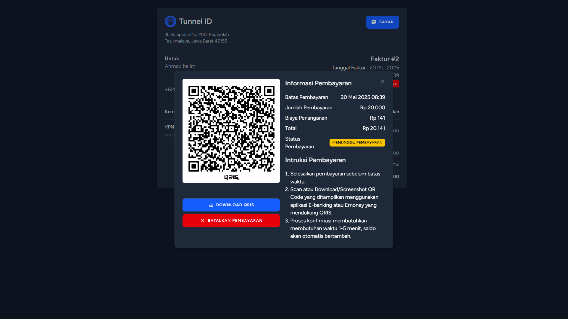 Tunnel ID Order VPN Game 2