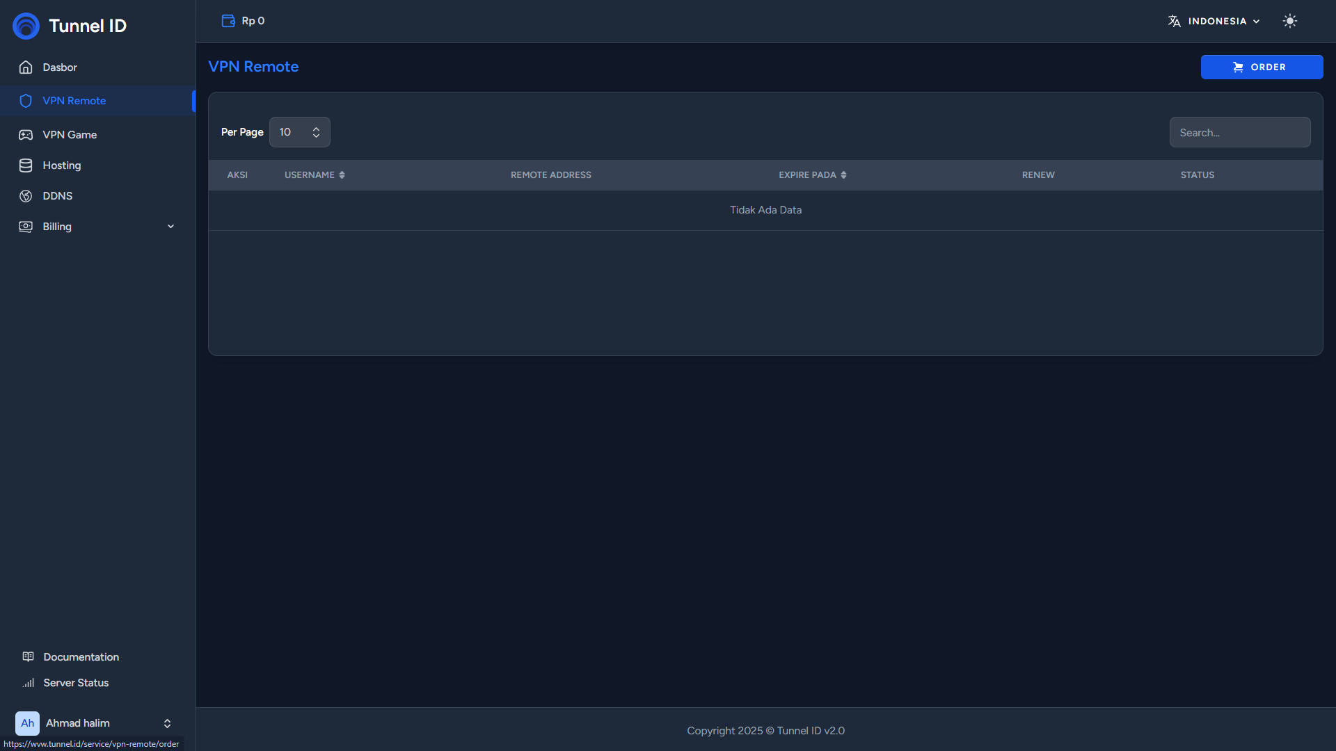 Tunnel ID Order VPN Remote