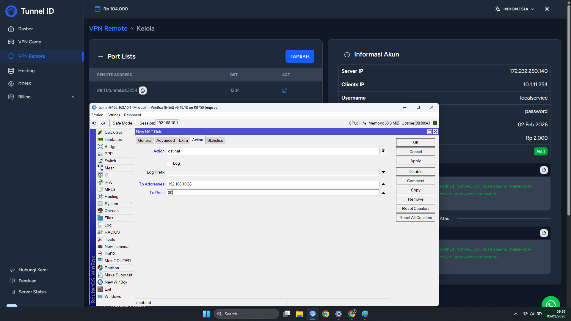 Tunnel ID Port Forwarding 3