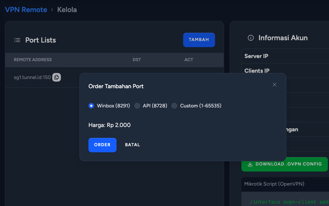 Tunnel ID Kelola VPN Remote 3